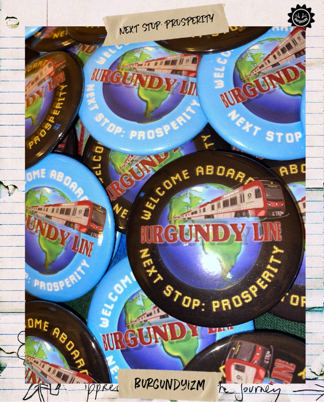x THE BURGUNDY LINE (BUTTON)