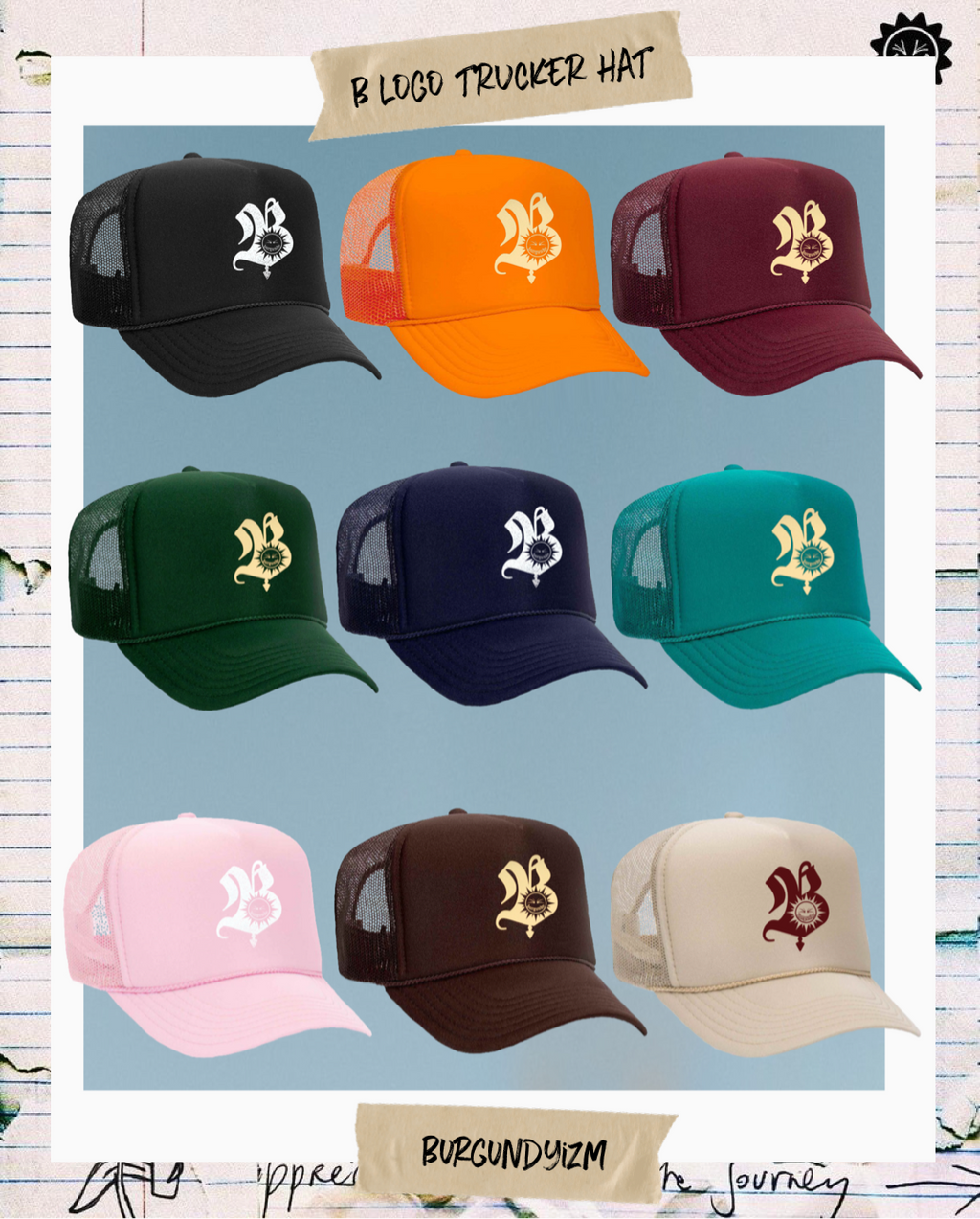 B LOGO TRUCKER HAT